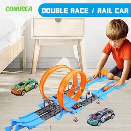 Car Track for Children Alloy Vehicle Model Toys Racing Track DIY Assembled Rail Kits Educational Interactive Boy Child Gift 240514