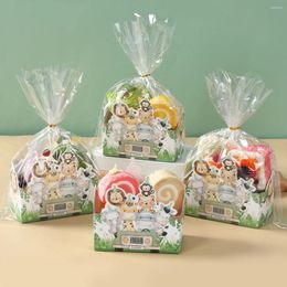 Gift Wrap 5pcs Animal Theme Bread Candy Packing Bags Baby Shower Jungle Safari Birthday Kids Bakery Baking Box