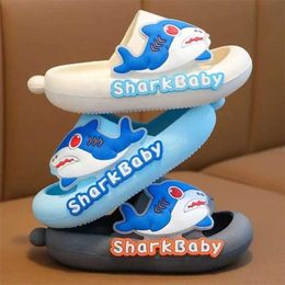 Slipper Children Slippers Summer Boys Shark Baby Slippers 1-6 Years Old Girls Soft Sole Non Slip Bathroom Slippers Cartoon Shoes Y240514XB30