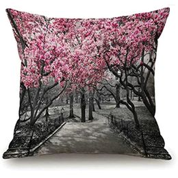 Pillow Blossoms In Central Park Landscape Cherry Trees Forest Spring Season Picture Decorative Case Funny Home Decor 18x18 Inch