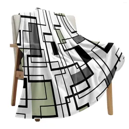 Blankets Abstract Geometry Blocks Modern Art Green Throws For Sofa Bed Winter Soft Warm Throw Blanket Holiday Gifts