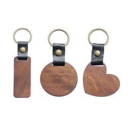 Party Favor Personalized Wooden Keychains Diy Leather Keychain Pendant Vintage Bronze Keyring Key Chain Drop Delivery Home Garden Fe Dhnwu