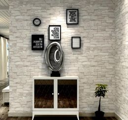 Cream White Grey Vintage Stone Brick Wallpaper For Walls Roll Faux 3D Wallpapers For Living Room Restaurant non woven Wall Paper7603553