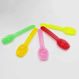 Disposable Flatware 50 Pcs Colorful Spoons Plastics Ice Creams Fashion Dessert Party Mini Size Plastic Spoon Random Colors