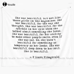Tapestries She Was Beautiful - F ScoFitzgerald Tapestry Huge Wall Blanket Bedroom Bedspread Decoration Covering
