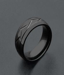 Retro Punk Gothic Jewellery Black Colour 316L Stainless Steel Titanium Ring Ladies Rings for Men Women Wedding Gift SIZE 8 9 10 119777488