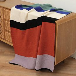 Blankets Contrast Striped Knitted Blanket Nordic Sofa Cover Throw Winter Warm For Beds Bedspread The Bed Stitch Quilt Travel Fluffy Soft
