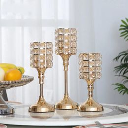 Candle Holders European Luxury Crystal Gold Holder Wedding Decoration Table Centrepieces Home Candelabra Dining Decor