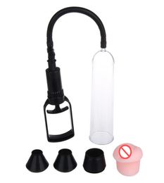 YUELV Male Sex Toys Penis Pump Extender Penis Enlargement Vacuum Pump 4 Silicone Sleeves Cover Penis Enlarger Adult Sex Products3892541