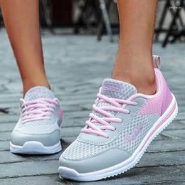 Casual Shoes Breathable 2024 Fashion Women's Sneakers Comfortable Flat Women Mesh Fabric Lace Up Ladies Female Footwear