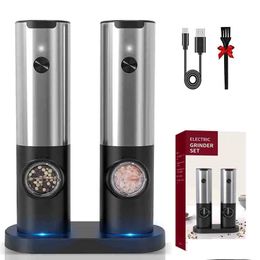 Mills Rechargeable Electric Pepper Grinder Stainless Steel Salt And Set Matic Spice Kitchen Tools Gifts 240304 Drop Delivery Home Ga Dh7Ad