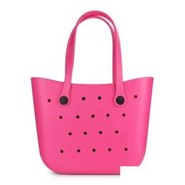 Storage Bags Fashion Bogg Bag Shoder Large Waterproof Soft Eva Punched Organizer Summer Water Park Sea Tote Handbags Luxury Designer P Dha6I