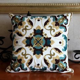 Pillow Cotton Floral Embroidery Cover Geometric Decorative Sofa Throw Pillows Covers 45X45cm Pillowcases Home Decor