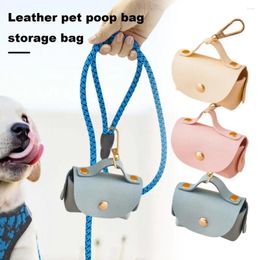 Dog Carrier Pet Poop Bag Holder Faux Leather Dispenser Convenient Portable Waste Organiser Supplies
