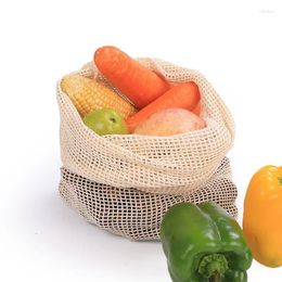 Storage Bags 1Pc Environmental Protection Pure Cotton Coarse Mesh Bag Reusable Supermarket Drawstring Shopping For Vegetables Fruits