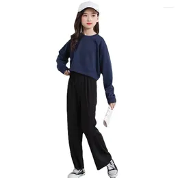 Clothing Sets 2024 Winter Autumn Kids Tracksuit Children Girls Clothes Sweatshirt T-Shirt Wide Leg Pants Suit Teenager 5 6 7 10 11 12 Year