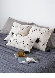 Pillow 45x45/45x30cm Bohemian White Black Cover Fringes Waist Pillowcase Sofa Chair Decorative For Backrest