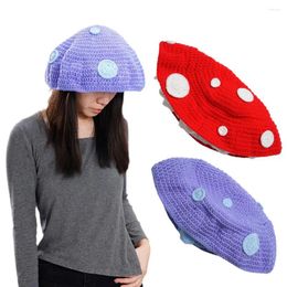 Berets Halloween Beret Women's Lolita Kawaii Cosplay Cap Vintage Painter Girl Hat Crochet Hats Pattern Harajuku Street Mushroom De N7E2