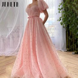 Party Dresses JEHETH Pink Point Prom Sweetheart Puff Sleeves Homecoming Gowns Princess A Line Backless Vestidos De Noche