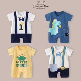 Clothing Sets Baby boy thin jumpsuit baby girl short sleeved tight fitting suit newborn baby jumpsuit summer new Korean style clothing d240514