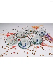 Cups Saucers Amazing Turkish Greek Arabic Coffee & Espresso Cup Set Flower Garden 12 Pieces 90cc