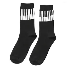 Men's Socks Vintage Keyboard On Black Piano Keys Music Art Unisex Hip Hop Seamless Printed Happy Crew Sock Gift