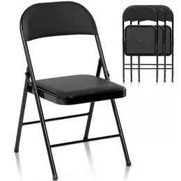 Camp Furniture 4 Pack Black Padded Metal Folding Chair For Outdoor Indoor