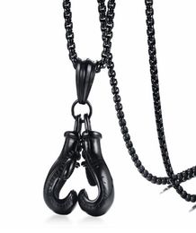 Men Jewellery Sport Fitness Collares Stainless Steel Pendant Necklaces Mens Jewellery Colar Collier Double Boxing Glove Necklace5291570