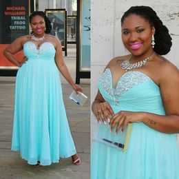 Light Aqua Sparkly Crystal Evening Dresses Formal Gowns Plus size Sweetheart Rhinestones Empire Waist Backless Cheap Prom Dresses SD339 291u