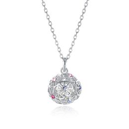 Sterling Silver Necklaces Crystal From Swarovski Elements S925 Silver Colored Ball Pendant Necklace Trendy Ladies Christmas Gifts POTAL 245S