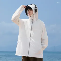 Men's Jackets Solid Colour Summer Sun Protection Skin Coat Hooded Outdoor Men High Quality Uv Cardigan Couple Lightweight Jacket