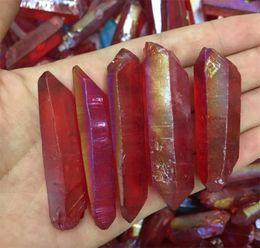 5pcs Drop natural red titanium aura quartz Crystal gemstone point healing chakra crystal point for jewelry making1033355