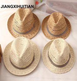 Wide Brim Hats 2021 Fashion Handwork Women Summer Raffia Straw Sun Hat Boho Beach Fedora Sunhat Trilby Men Panama Cap1093113