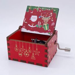 Decorative Figurines Christmas Wooden Hand-cranked Music Box Merry Santa Claus Birthday Year Gift For Children Friend