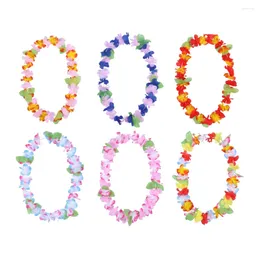 Decorative Flowers 6Pcs Hawaiian Party Supplies Necklace Flower Leis Jumbo For Tropical Theme Event Birthday