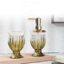Liquid Soap Dispenser Vintage Lotus Shape Press Type Glass Lotion Bathroom Storage Accessories Multicoloured Pump Bottles