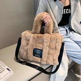 Evening Bags Soft Plush Women Shoulder Bag 2024 Winter Fashion Female Tote Faux Fur Top Handle Furry Ladies Purses And Handbags Sac Femme