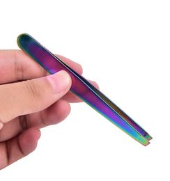 stainless steel Colourful eyebow tweezers beauty slanted hair removal of high quality make up tools LJJQ16147605