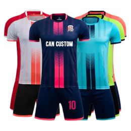 2223 Custom Soccer Jersey Set for Men Kids Quick Drying Breathable Man Children 2 Piece Team Club Training Football Uniform 240509