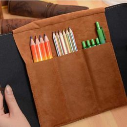 Pencil Bags Treasure Map Leather PU Vintage Pencil Bag Cosmetic Bag Roll Pen Bag Student Gift Stationery Brush Makeup Supplies