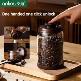 Storage Bottles Moisture-Proof Coffee Jar With Round Transparent Press-Seal Glass For Bean