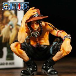 Action Toy Figures 15Cm Anime Figure One Piece Action Figure Squat Posture Ace PVC Model Statue Collection Dolls Kids Toys Birthday Gift Decoration Y240514