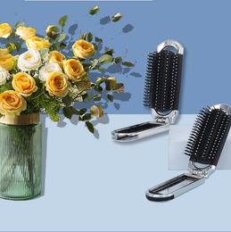 Folding small portable comb delicate paddle massage comb for women detachable makeup mirror 2-in-1 comb
