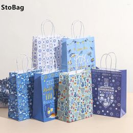 Gift Wrap StoBag Kraft Paper Tote Bag For Bright Party Pckaging Wrapping Candle Candy Snack Food Pouch Decoration Suppily Wholesale