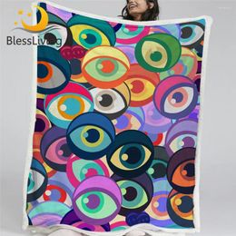 Blankets BlessLiving Funny Eyes Bed Blanket Colourful Sherpa Fleece Cartoon Plush Bedspread Modern Custom Cobertor 150x200