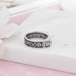 Designer High version Westwoods square letter ring Saturn personality Punk Nail 93B1