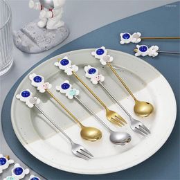 Forks Scoop Cartoon Dinnerware Cake Fruit Tableware Spoon Fork Style Dessert Special Gift Mixing
