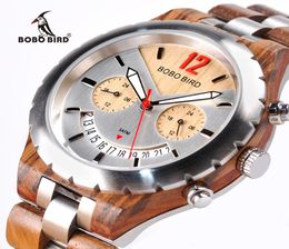 Bobo Bird Elegant Wooden Mens Watches Top Brand Luxury Metal Wristwatch Waterproof Date Display Marcas De Reloj Hombre Wq28 C19025499685