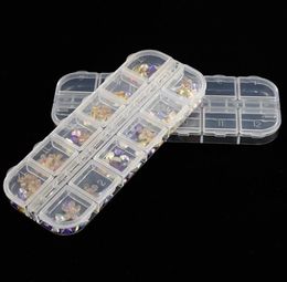 Nail Art Storage Box 12 Grids Compartment Plastic Sequins Organiser Jewellery Mini Diamond Empty Boxes new4145632