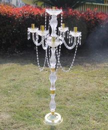 354 Inches Tall Acrylic 5 Arms Candelabra with Crystal Pendants Wedding Decoration Home Decor Event Table Centerpiece58224618512794